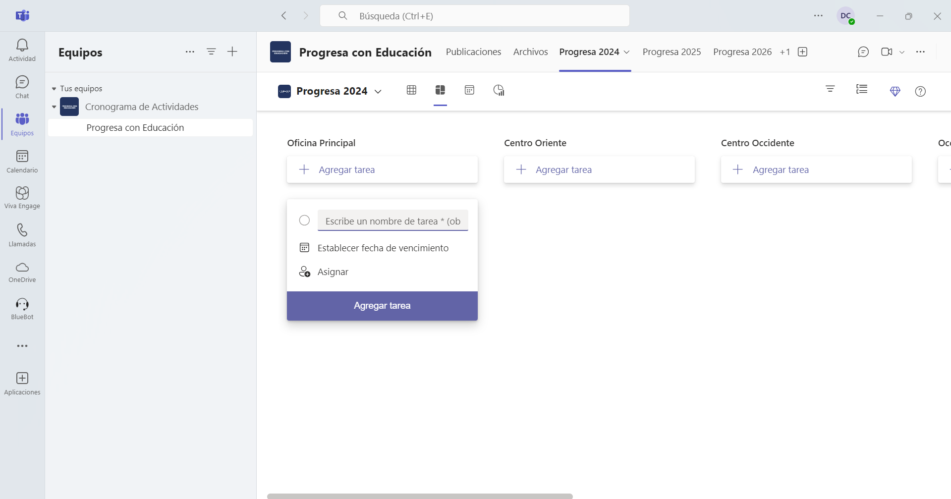 Dashboard del canal Progresa 2024